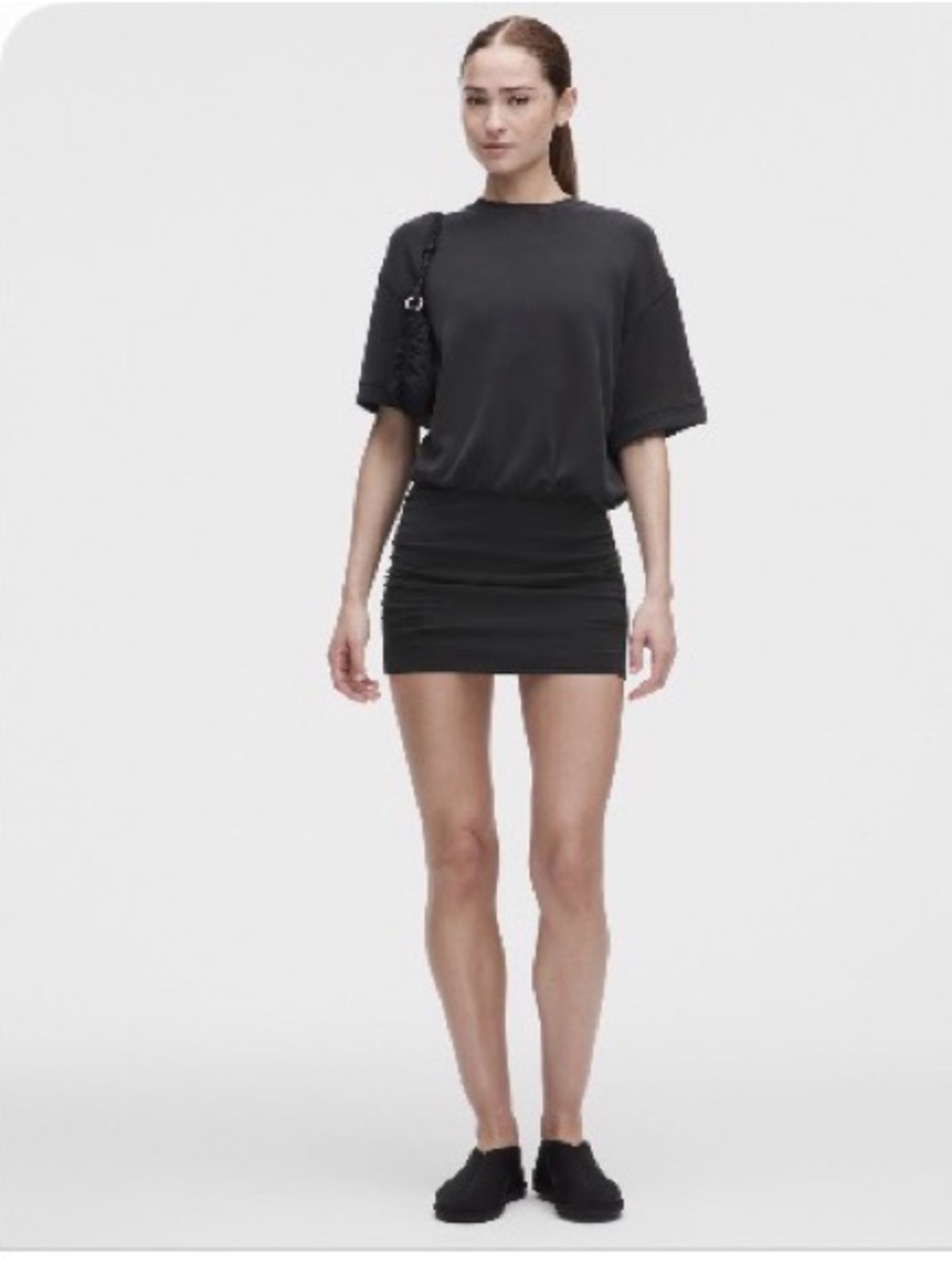 Black Short Sleeve Top and Mini Skirt Set